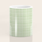 Mid Century Modern Minimalist Woven Line Pattern in Light Sage Green and Cream Coffee Mug Gallery Image 4