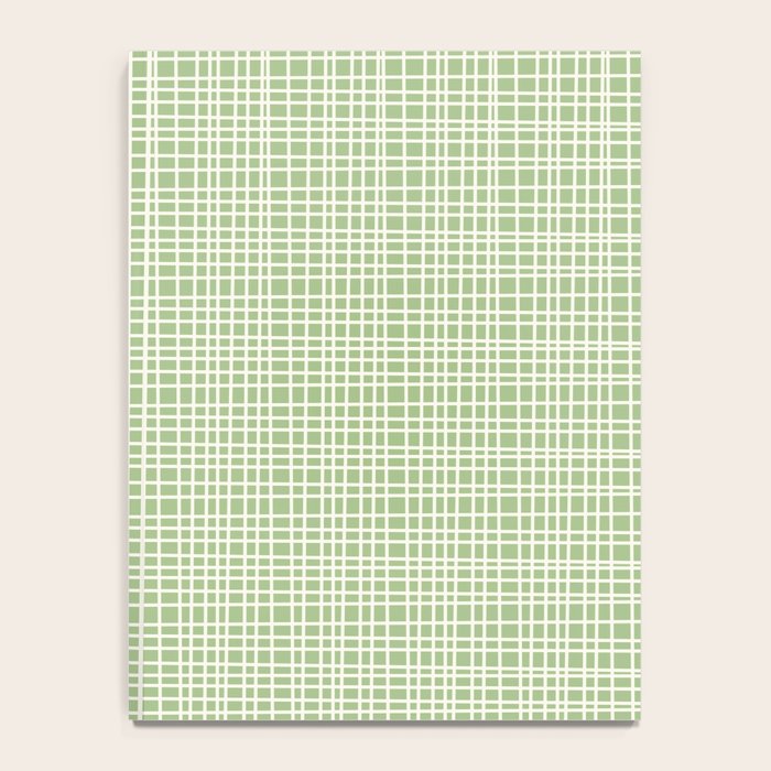 Mid Century Modern Minimalist Woven Line Pattern in Light Sage Green and Cream Notebook Gallery Image 4