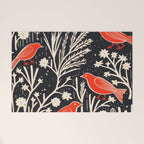 Red And Black Woodblock Birds Welcome Mat Gallery Image 1