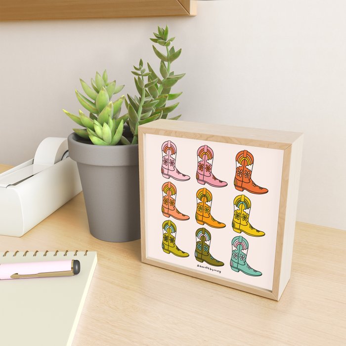 Rainbow Cowboy Boots Mini Art Print Gallery Image 2