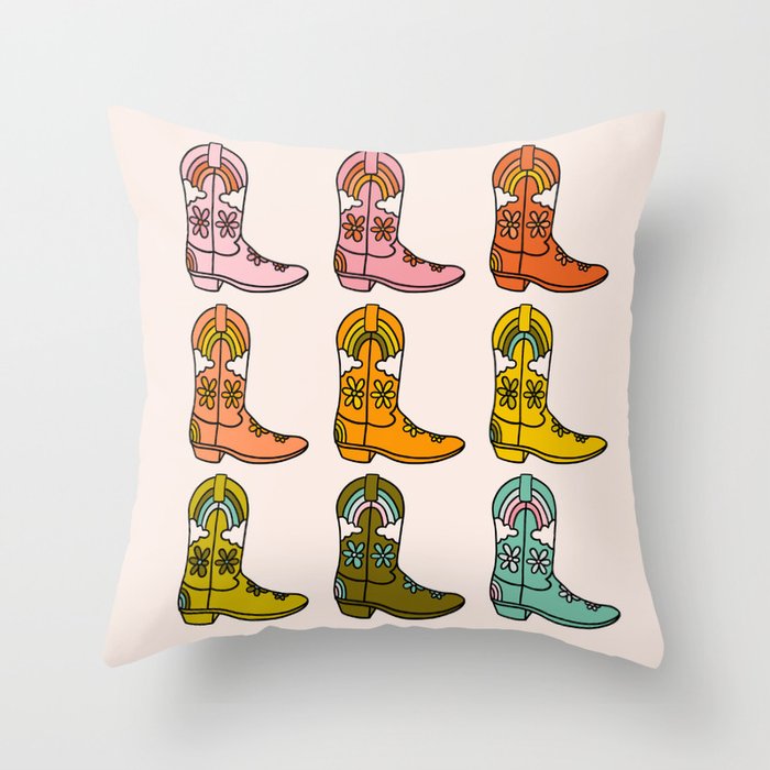 Rainbow Cowboy Boots Throw Pillow Gallery Image 1