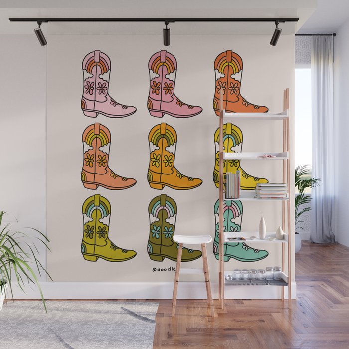 Rainbow Cowboy Boots Wall Mural Gallery Image 1