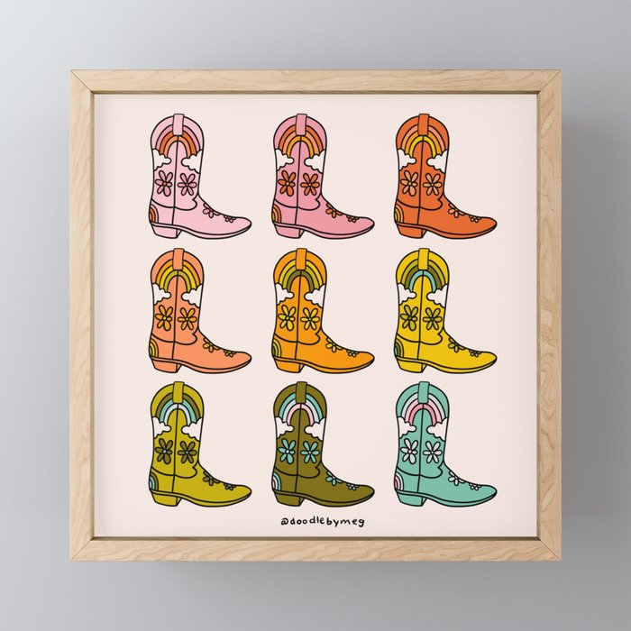 Rainbow Cowboy Boots Mini Art Print Gallery Image 1