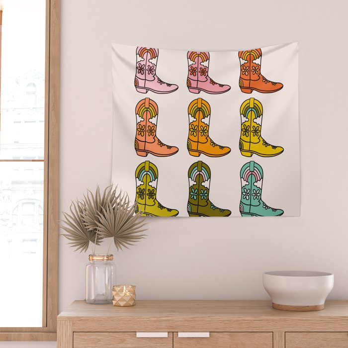 Rainbow Cowboy Boots Wall Tapestry Gallery Image 2