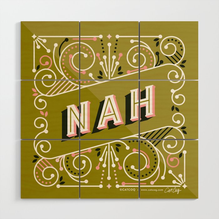 Nah - Olive & Blush Palette Wood Wall Art Gallery Image 1