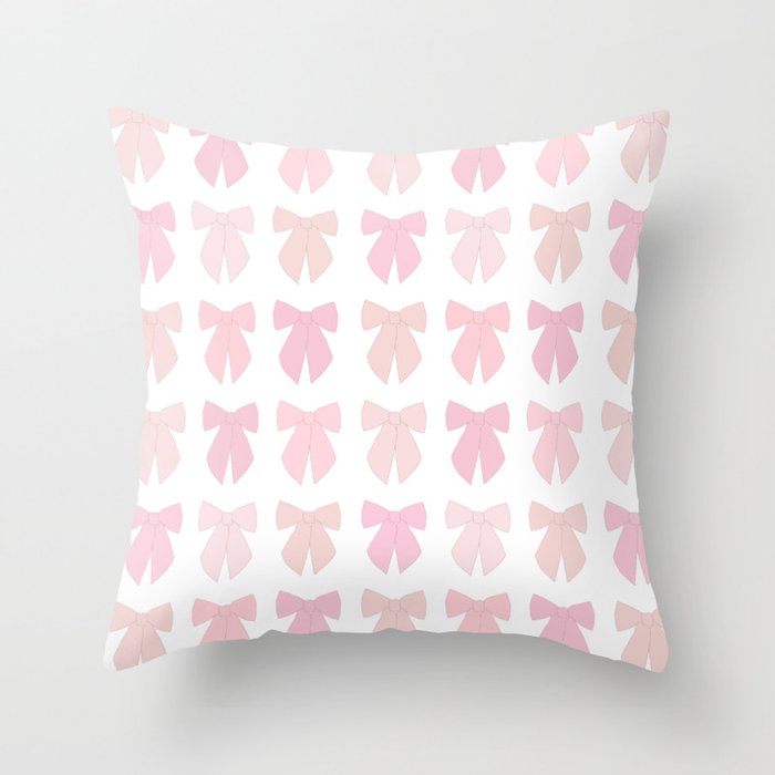 Pink Bows Preppy Coquette Throw Pillow Gallery Image 1