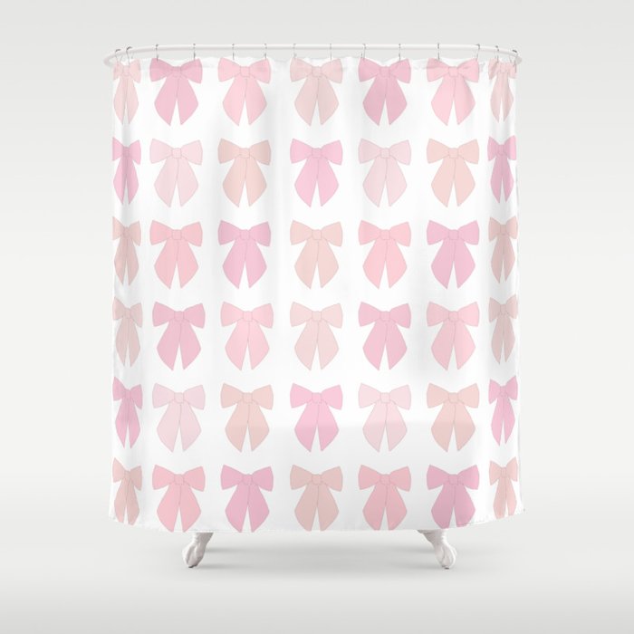 Pink Bows Preppy Coquette Shower Curtain Gallery Image 1