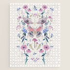 Lilac Butterfly and Flowers Jigsaw Puzzle Gallery Image 1