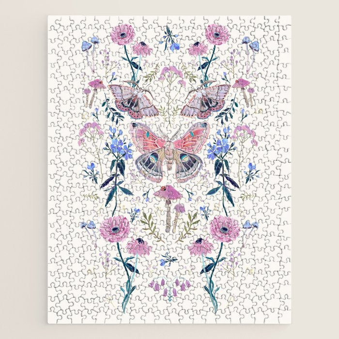 Lilac Butterfly and Flowers Jigsaw Puzzle Gallery Image 1