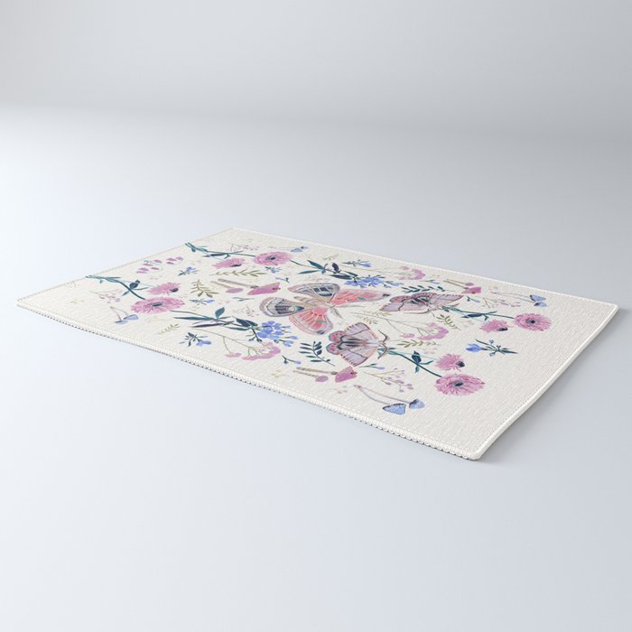 Lilac Butterfly and Flowers Rug Gallery Image 3