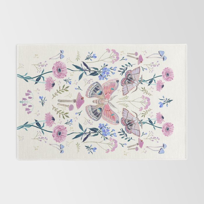 Lilac Butterfly and Flowers Rug Gallery Image 2