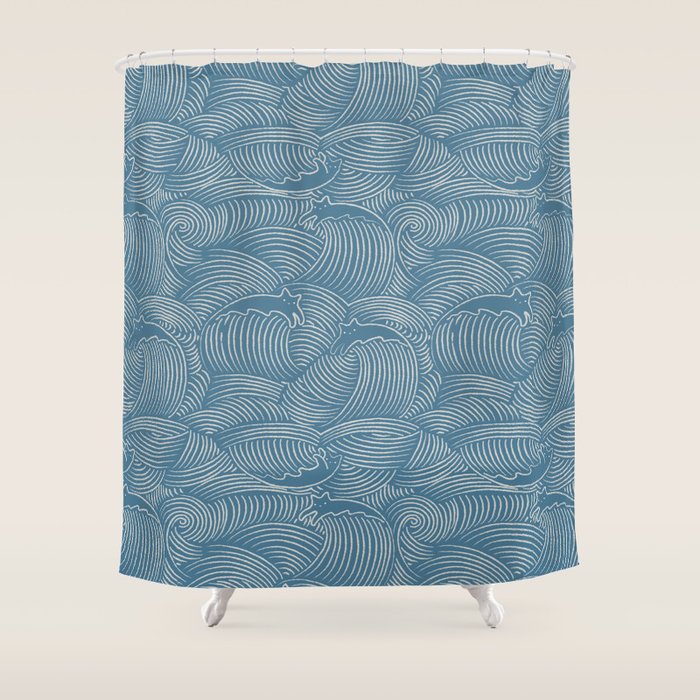 Cat Waves Pattern 2 Shower Curtain Gallery Image 1