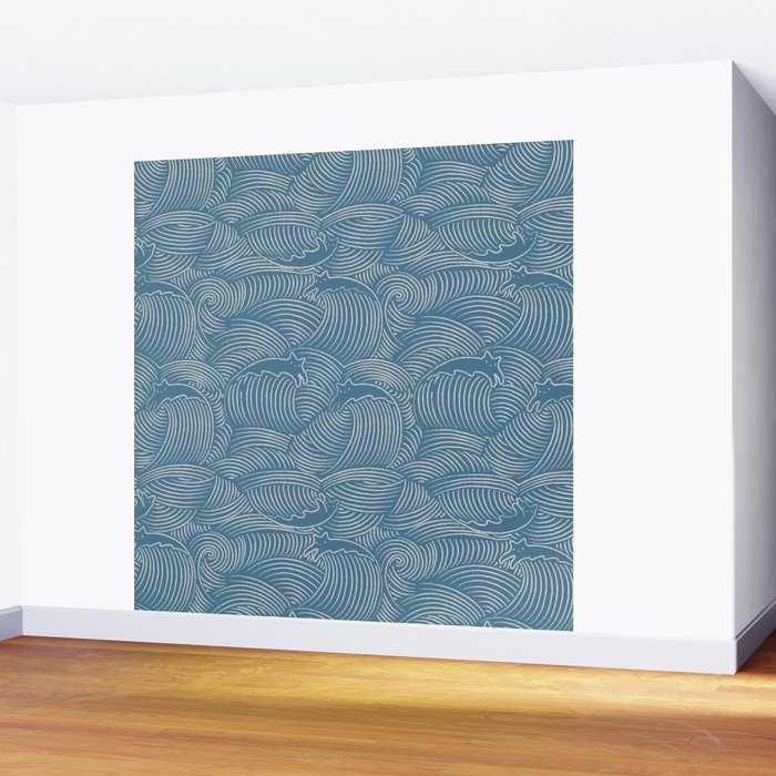 Cat Waves Pattern 2 Wall Mural Gallery Image 2