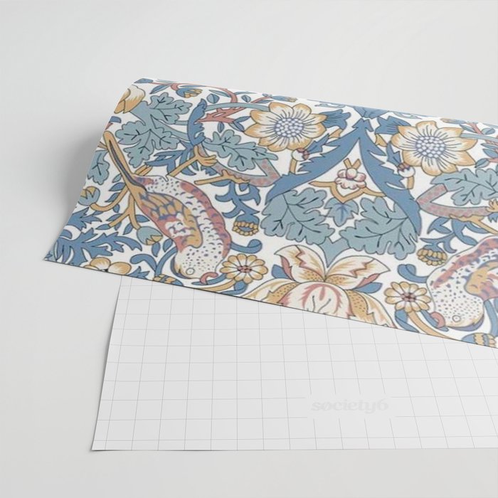 William Morris Strawberry Thief Pastel Blue Floral Wrapping Paper Gallery Image 2