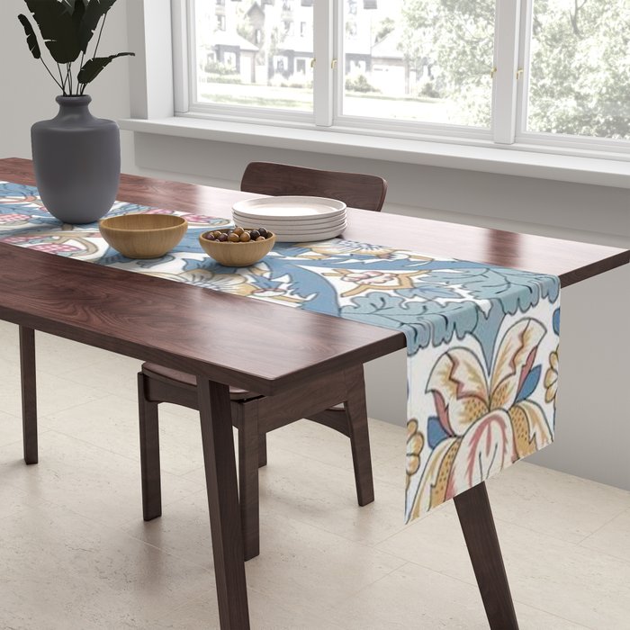 William Morris Strawberry Thief Pastel Blue Floral Table Runner Gallery Image 2