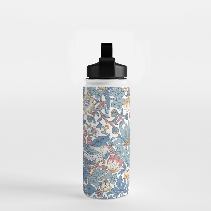 William Morris Strawberry Thief Pastel Blue Floral Water Bottle Gallery Image 2