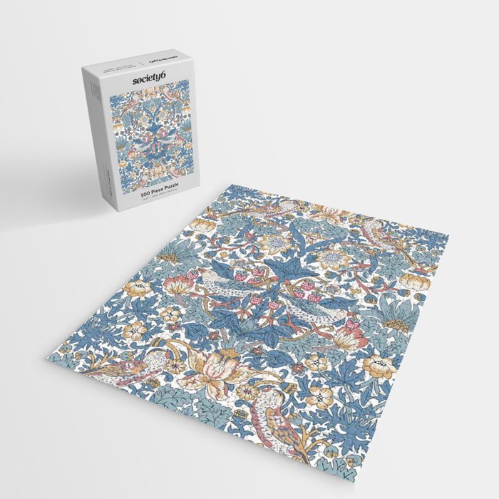 William Morris Strawberry Thief Pastel Blue Floral Jigsaw Puzzle Gallery Image 2