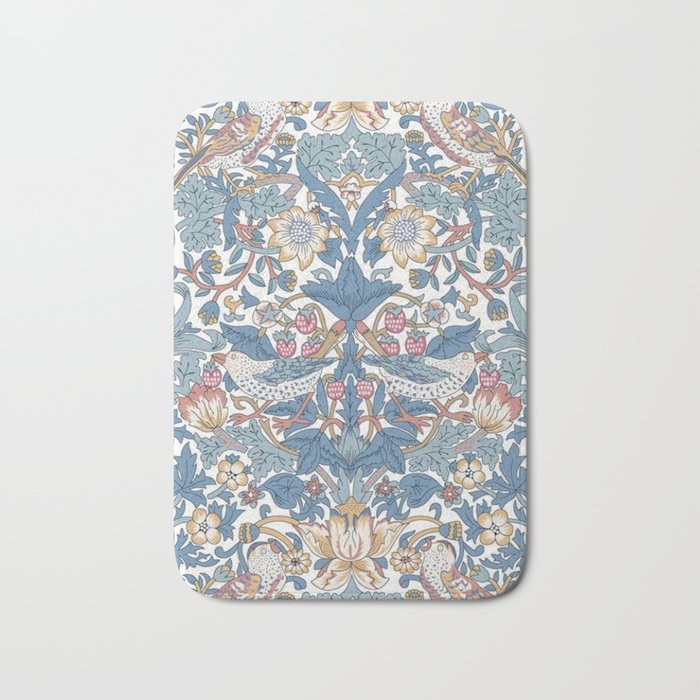 William Morris Strawberry Thief Pastel Blue Floral Bath Mat Gallery Image 1