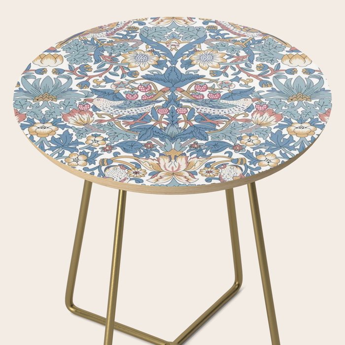 William Morris Strawberry Thief Pastel Blue Floral Side Table Gallery Image 2