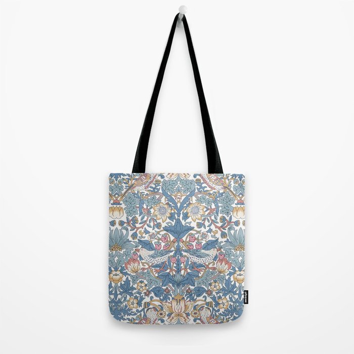 William Morris Strawberry Thief Pastel Blue Floral Tote Bag Gallery Image 2