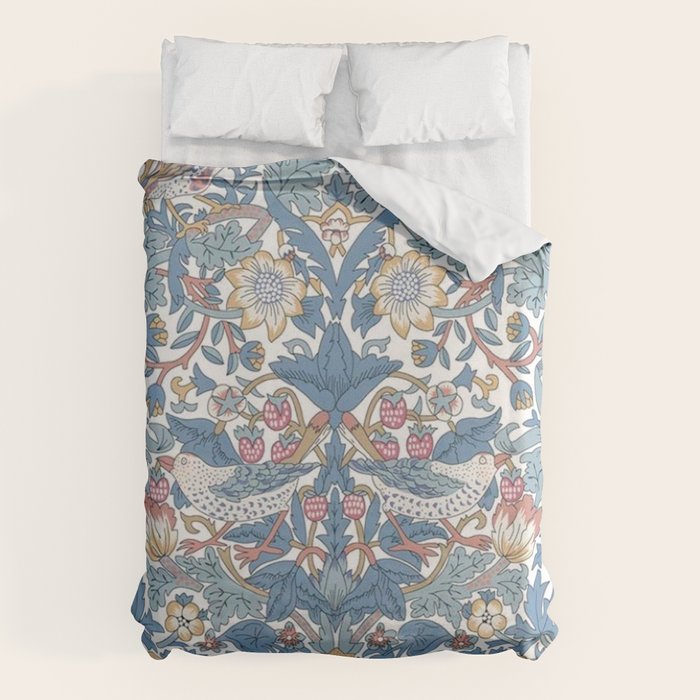 William Morris Strawberry Thief Pastel Blue Floral Duvet Cover Gallery Image 6