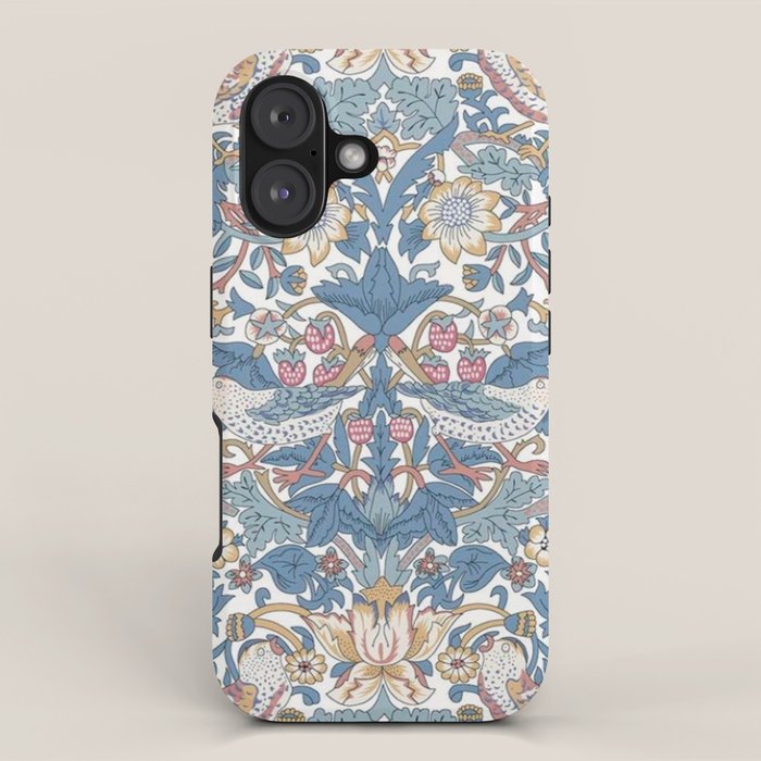 William Morris Strawberry Thief Pastel Blue Floral iPhone Case Gallery Image 1