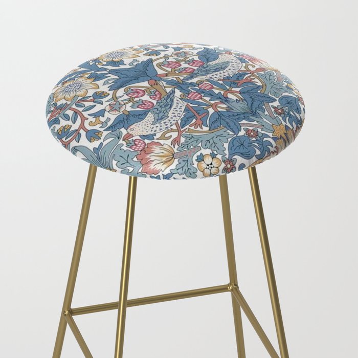 William Morris Strawberry Thief Pastel Blue Floral Stool Gallery Image 2