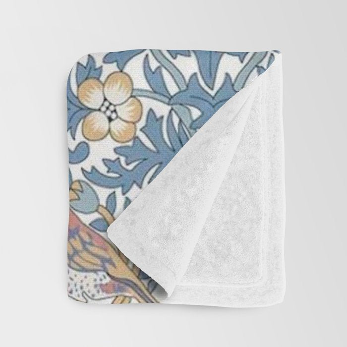 William Morris Strawberry Thief Pastel Blue Floral Throw Blanket Gallery Image 3