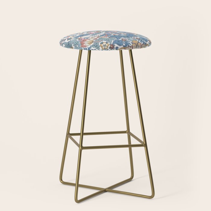 William Morris Strawberry Thief Pastel Blue Floral Stool Gallery Image 2