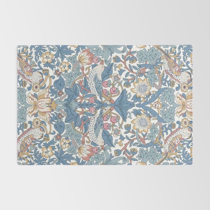 William Morris Strawberry Thief Pastel Blue Floral Rug Gallery Image 2