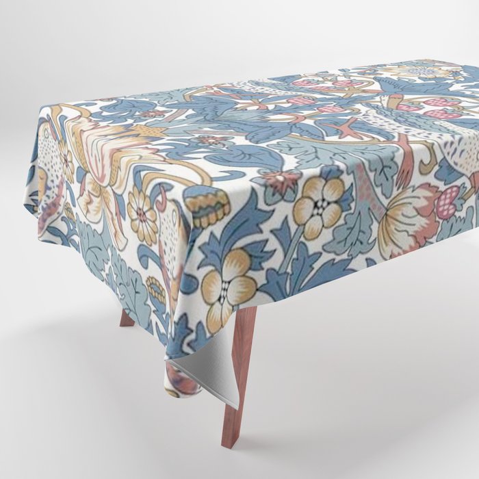 William Morris Strawberry Thief Pastel Blue Floral Tablecloth Gallery Image 1