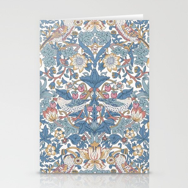 William Morris Strawberry Thief Pastel Blue Floral Stationery Card Gallery Image 1