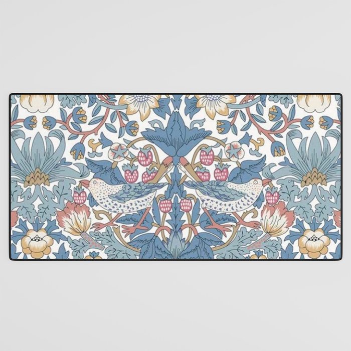 William Morris Strawberry Thief Pastel Blue Floral Desk Mat Gallery Image 3