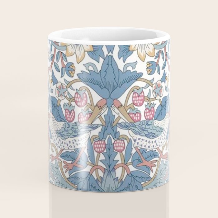 William Morris Strawberry Thief Pastel Blue Floral Coffee Mug Gallery Image 4