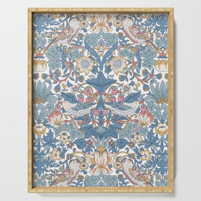 William Morris Strawberry Thief Pastel Blue Floral Serving Tray Gallery Image 1