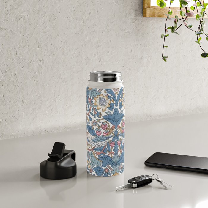 William Morris Strawberry Thief Pastel Blue Floral Water Bottle Gallery Image 4