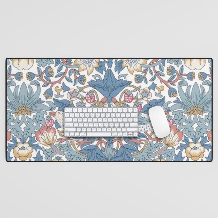 William Morris Strawberry Thief Pastel Blue Floral Desk Mat Gallery Image 1