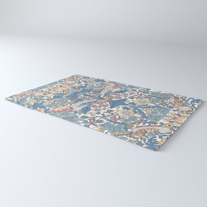 William Morris Strawberry Thief Pastel Blue Floral Rug Gallery Image 3