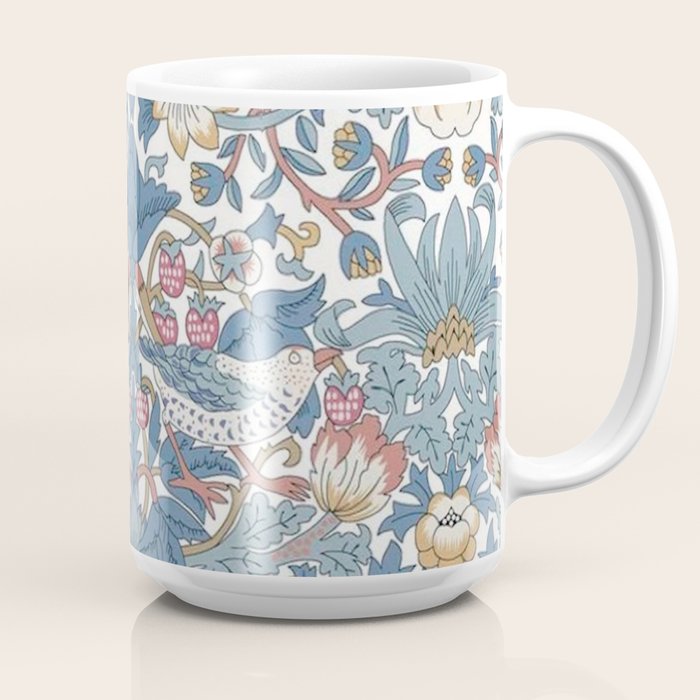 William Morris Strawberry Thief Pastel Blue Floral Coffee Mug Gallery Image 2