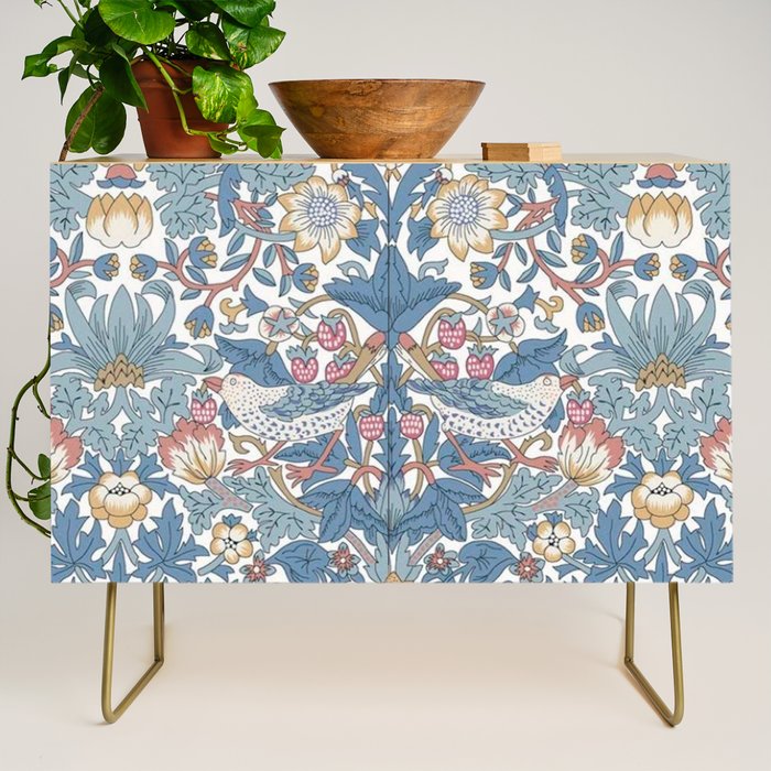 William Morris Strawberry Thief Pastel Blue Floral Credenza Gallery Image 1