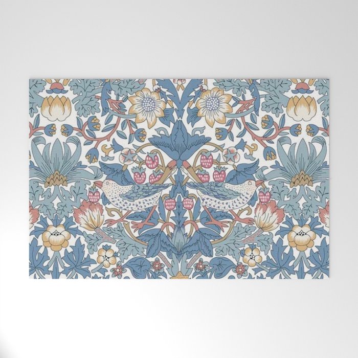William Morris Strawberry Thief Pastel Blue Floral Welcome Mat Gallery Image 1