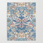 William Morris Strawberry Thief Pastel Blue Floral Poster Gallery Image 4