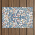 William Morris Strawberry Thief Pastel Blue Floral Outdoor Rug Gallery Image 1