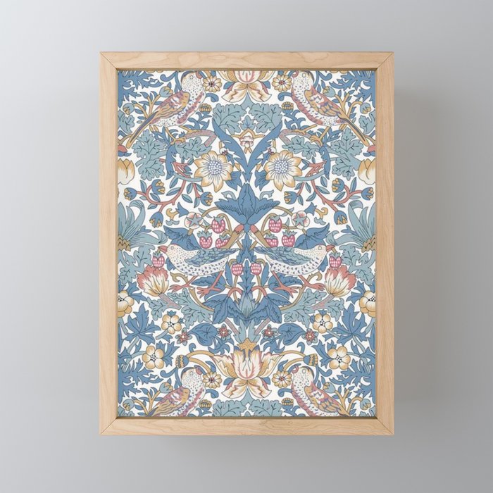 William Morris Strawberry Thief Pastel Blue Floral Mini Art Print Gallery Image 1