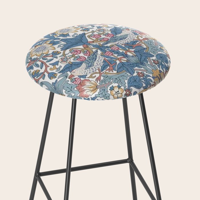 William Morris Strawberry Thief Pastel Blue Floral Stool Gallery Image 2