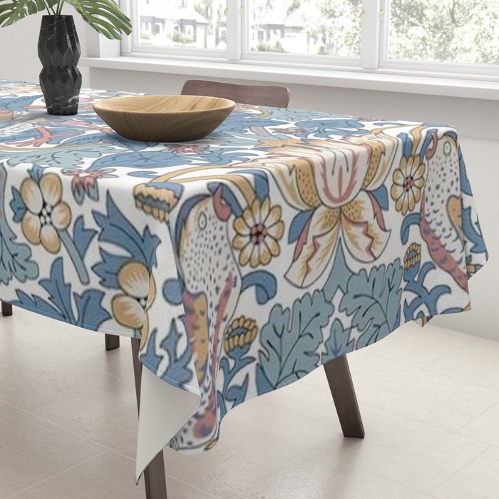 William Morris Strawberry Thief Pastel Blue Floral Tablecloth Gallery Image 3