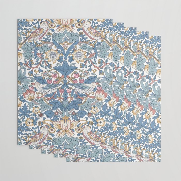 William Morris Strawberry Thief Pastel Blue Floral Wrapping Paper Gallery Image 3