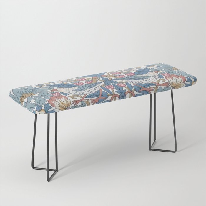 William Morris Strawberry Thief Pastel Blue Floral Bench Gallery Image 1