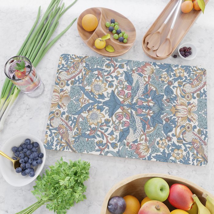 William Morris Strawberry Thief Pastel Blue Floral Cutting Board Gallery Image 2