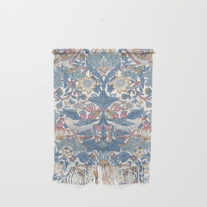 William Morris Strawberry Thief Pastel Blue Floral Wall Hanging Gallery Image 1